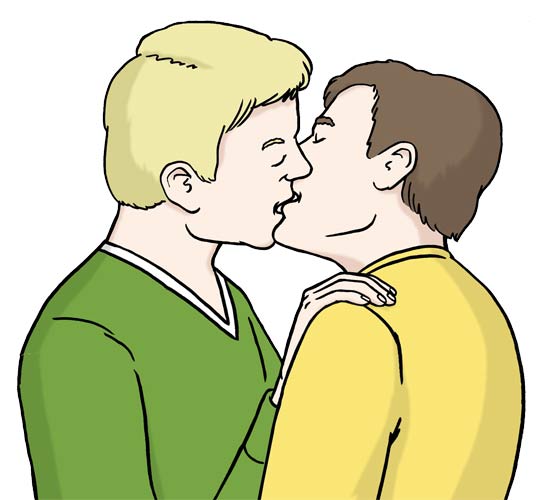 Zwei Männer küssen sich